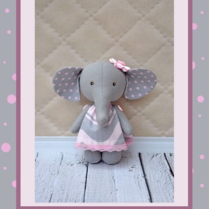 elephant 12&quot; pdf pattern, PDF Plush elephant, stuffed elephant
