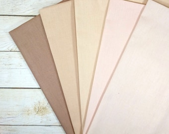 Doll skin fabric,Set of 5 fabrics, Cotton  19.6 "x23,6"