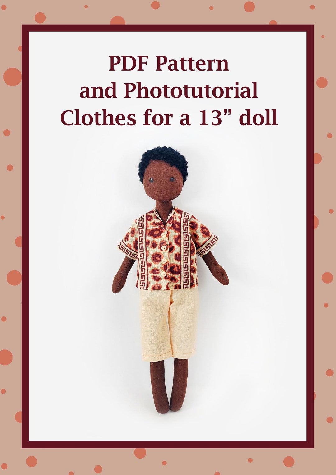 PDF Suit for 13 Boy Doll Shirt and Pants Made of Cotton Fabric Sewing