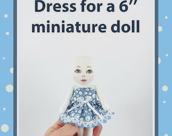 Vestido para la muñeca 6", Patrón de costura de vestidos para muñecas, tutorial de costura. PDF