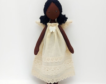 Angel handmade black rag doll