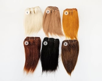 Cabello mohair liso para muñecas Blythe y muñecas de trapo, cabello natural trenzado para muñecas hechas a mano, pelucas de 20 cm (8 pulgadas)