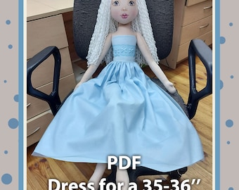 Patrón costura vestidos para muñecas 35"-36" costura fototutorial, PDF