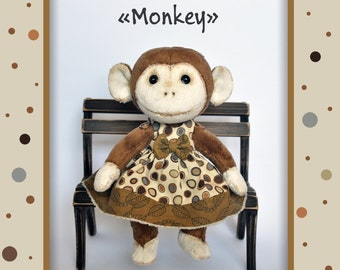 monkeу pdf pattern, PDF Plush monkeу, stuffed monkeу, Soft Animal, Animal toy, сloth toy