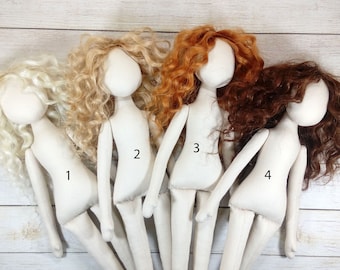 Faceless Doll Body with Hairstyle, 18 Inch Cloth Doll Base, Handmade Textile Rag Doll for DIY Customization