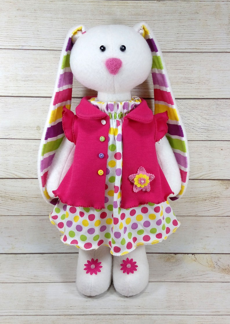 Pattern and Photo Tutorial Bunny in a Dress, Handmade Rag Rabbit ...