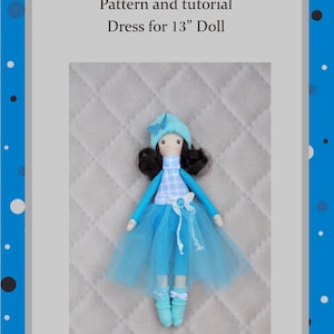 PDF clothes for doll 13 inches PDF Sewing Tutorial, Soft Doll Pattern