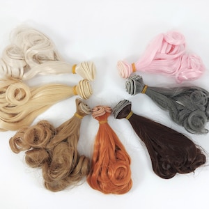 Curly  hair tress for dolls, length  15 cm (6&quot; inch). Hair for dolls, Straight hair, Tress, Synthetic hair, Hair for doll wigs