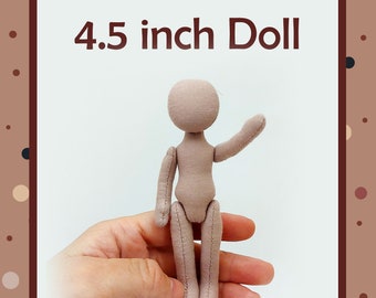 PDF Pattern and photo tutorial of a miniature body of a rag doll 4.5 inches