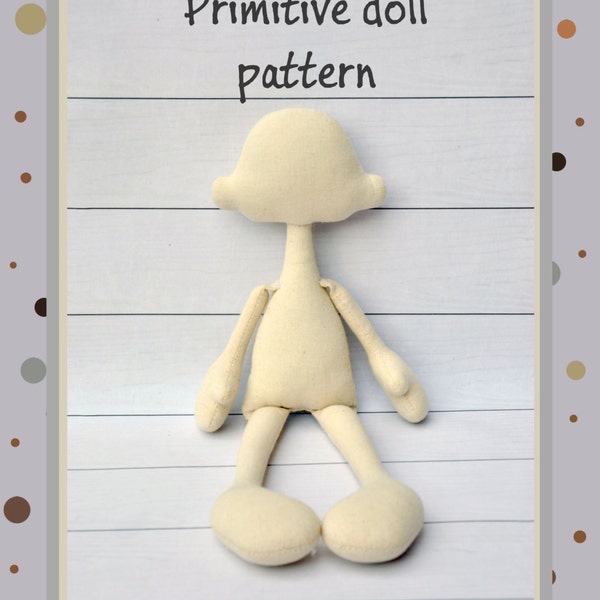 PDF, Cloth Doll Pattern 15 " ,Soft Doll Pattern, primitive doll