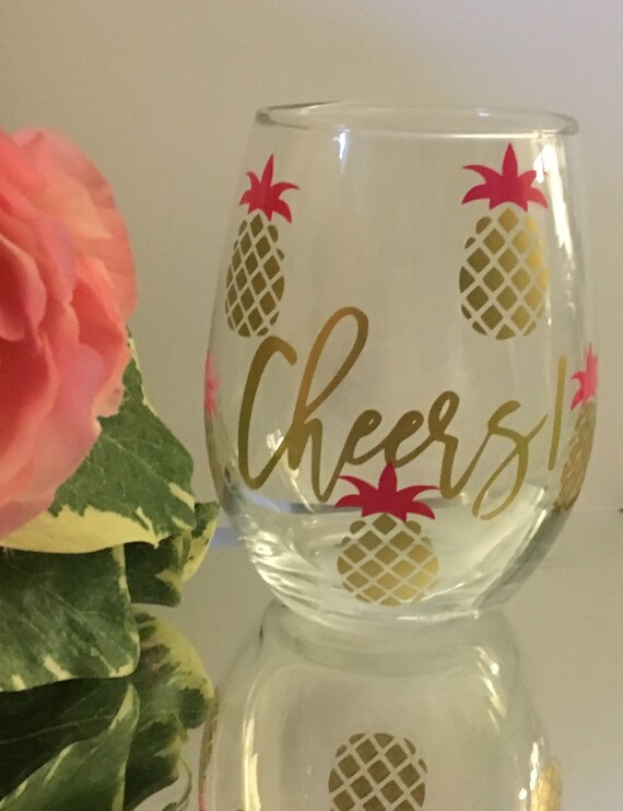 Cheers Beautiful Golden Pineapple WineGlass adds a touch of Etsy
