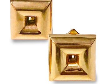 Early Georg Jensen 14K Yellow Gold Clip-On Earrings Designed by Hah, Very Rare