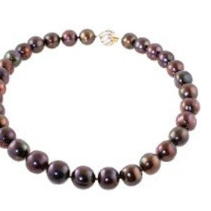 Chocolate Brown Pearls 14K Gold and Diamond Clasp image 1