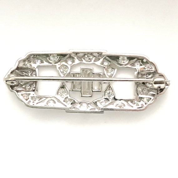 Art Deco Diamond Bar Pin|Platinum Art Deco Brooch - image 2