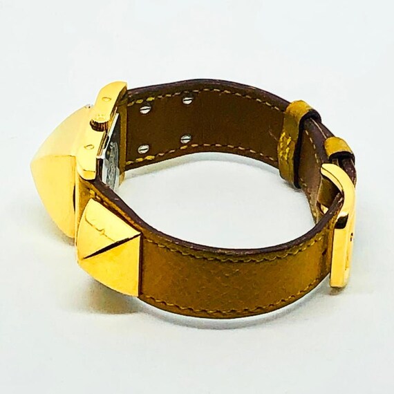 Vintage Hermes Gold Plated Medor Watch with Yello… - image 3