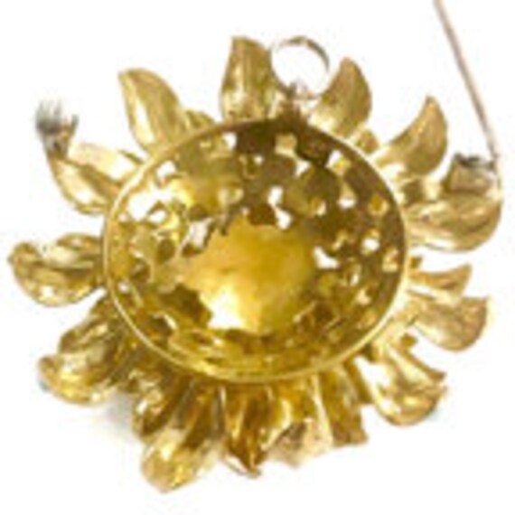 18 Karat Gold Aqua Enameled Handmade Flower, Zinn… - image 5