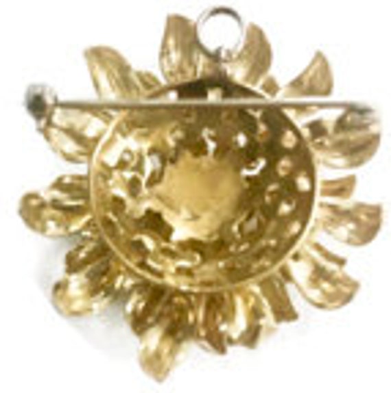 18 Karat Gold Aqua Enameled Handmade Flower, Zinn… - image 4
