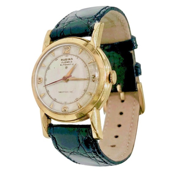 Vintage Rubina 14 Karat Gold Automatic Wristwatch… - image 1