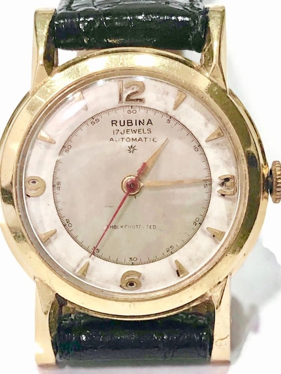 Vintage Rubina 14 Karat Gold Automatic Wristwatch… - image 7