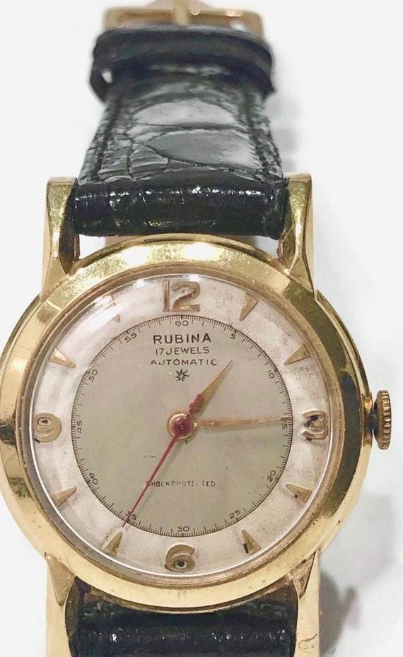 Vintage Rubina 14 Karat Gold Automatic Wristwatch… - image 6