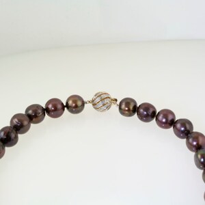 Chocolate Brown Pearls 14K Gold and Diamond Clasp image 2