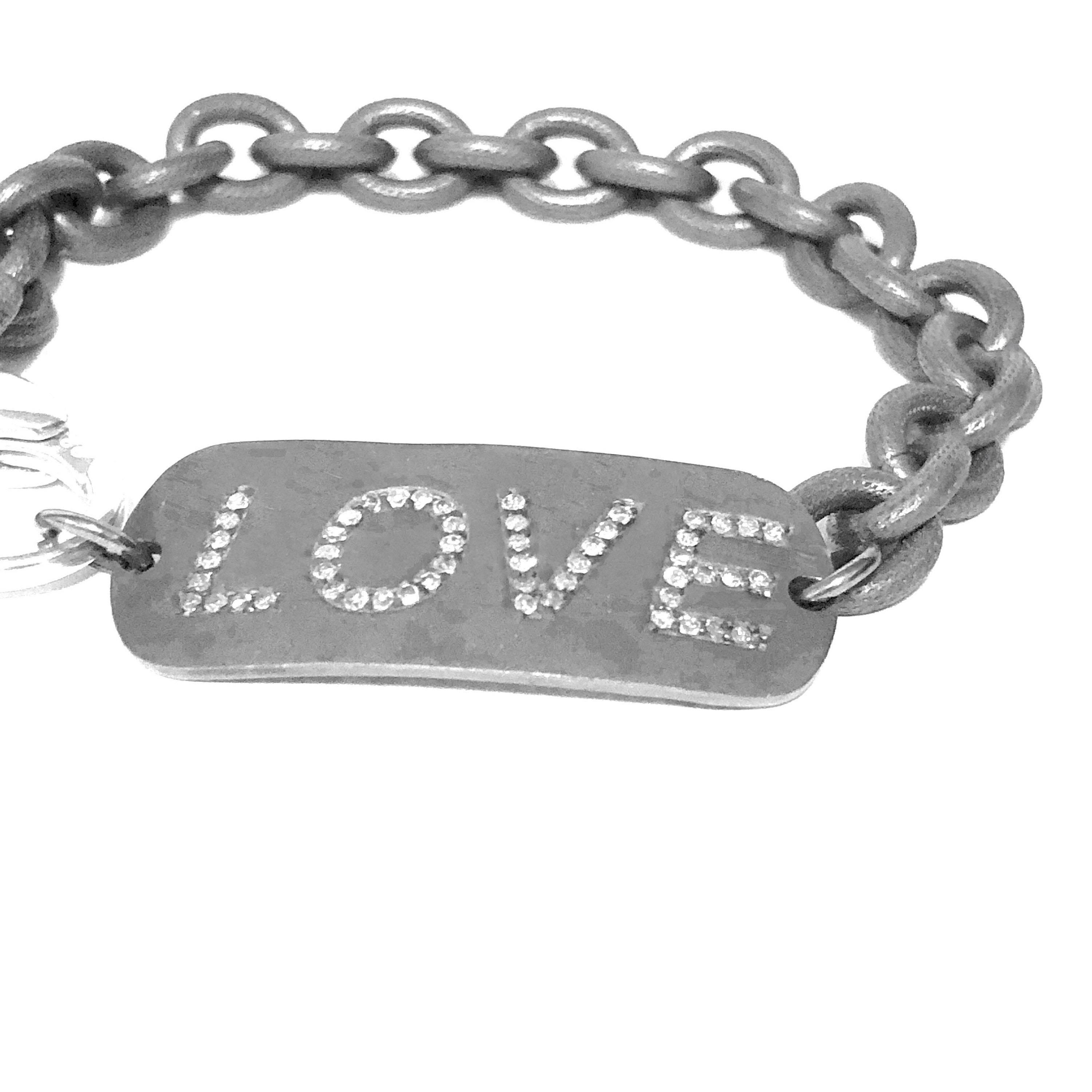 925 Silver Diamond Heart Bracelet Pave Diamond Jewelry, Handmade Oxidized Diamond Heart Bracelet Jewelry Pave Diamond Heart Bracelet