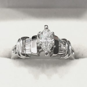 Diamond Wedding ring |1950&#39;s Diamond Marquise Engagement Ring