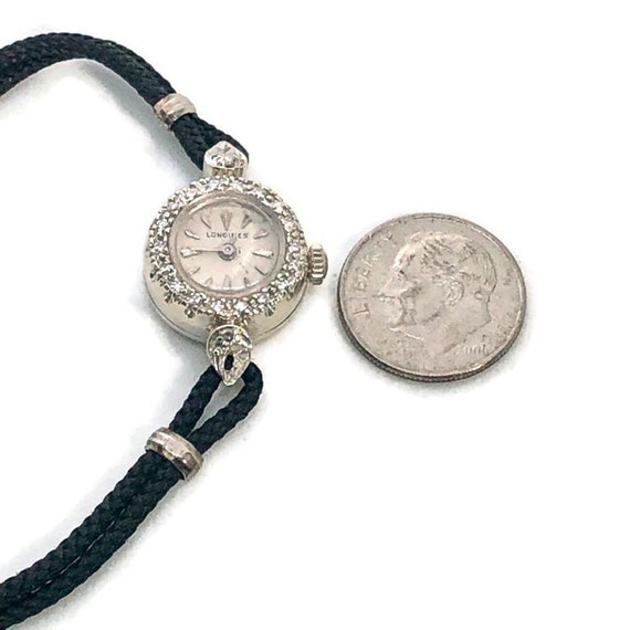 Vintage 14 Karat White Gold and Diamond Longines Ladies