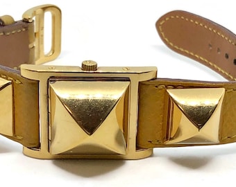 PRICE REDUCTION - Hermes Vintage Medor Watch, Hermes Watch, Medor Watch with Yellow Band