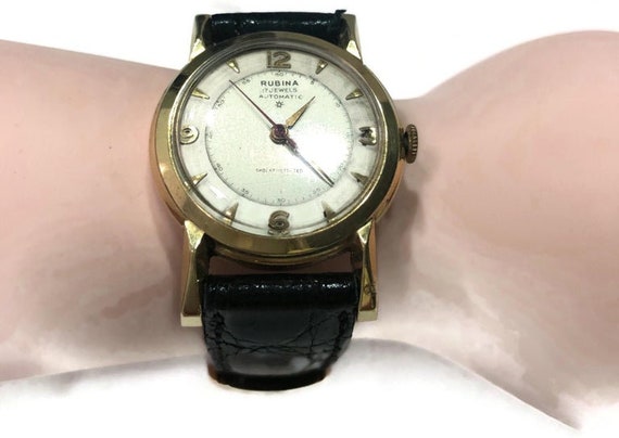 Vintage Rubina 14 Karat Gold Automatic Wristwatch… - image 4