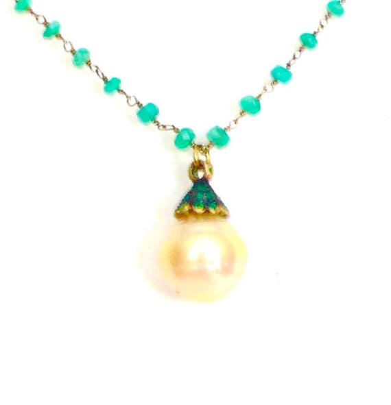 Emerald Necklace With Golden South Sea Pearl