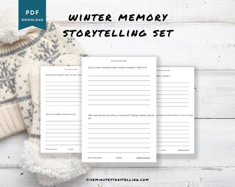 Favorite Winter Memory Prompts & worksheets for Legacy Binders: Printable PDF, US Letter, Printable Workbook