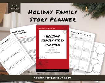 Holiday Family Story Planner: Printable planner, Minimalist Edition, US Letter Printable, A4 Printable