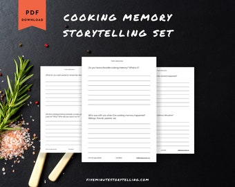 Favorite Cooking Memory Prompts & worksheets for Legacy Binders: Printable PDF, US Letter, Printable Workbook