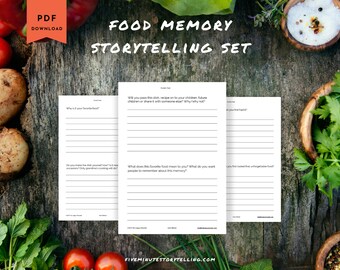 Favorite Food or Meal Prompts & worksheets for Legacy Binders: Printable PDF, US Letter, Printable Workbook