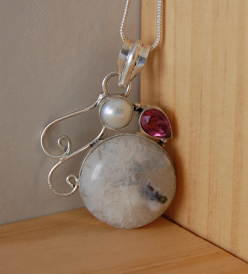 Quartz Spiritual Jewelry Solar Quartz Solar Pearl Necklace Gifts of Love Pearl Pink Tourmaline Gift Ideas For Her Anniversary Gifts