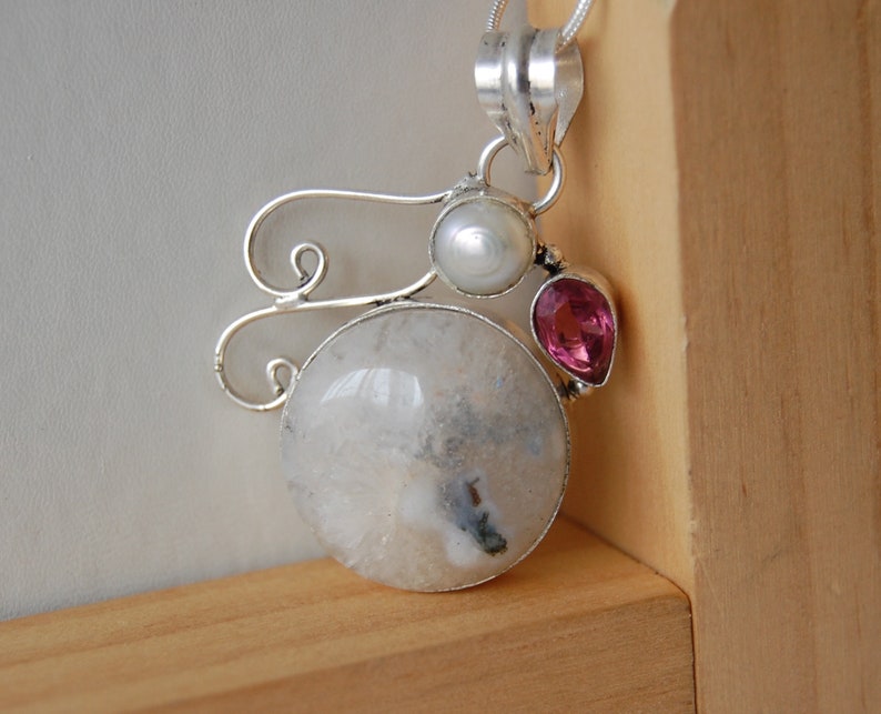 Quartz Spiritual Jewelry Solar Quartz Solar Pearl Necklace Gifts of Love Pearl Pink Tourmaline Gift Ideas For Her Anniversary Gifts