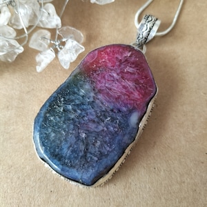 Solar Quartz Necklace, Solar Quartz Pendant, Purple Quartz, Solar Quartz, Large Pendants, Crystal Jewelry, Spiritual Jewelry, Blue Pendant
