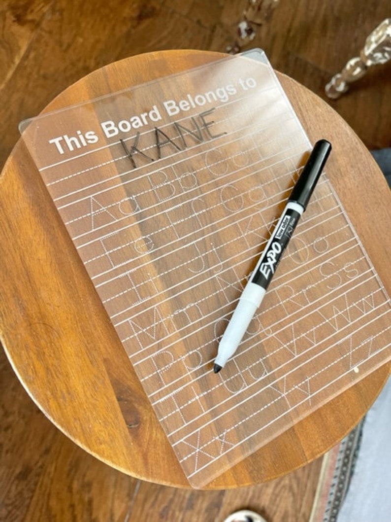 Personalized Acrylic Dry Erase Alphabet Letter Board Alphabet Practice Board Washable Dry Erase