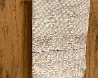 Kitchen LINEN-COTTON Towel. Handwoven-Natural Cotton-Linen blend with White Cotton weft in Lace Stylized Figures. 31.25" x 17" Kitchen Towel