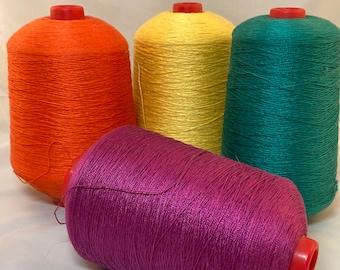 UKI Supreme 10-2 COTTON Perle Weaving Yarn. Brightest Orange, Yellow, Green, Magenta. 16~21 oz Cones. Weave, Craft 10-2 Perle UKI Supreme