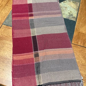 Cotton Scarf Raspberry Taupe Tangerine Pink Black. Supple 10/2 UKI cotton handwoven lightweight all-Year scarf. Table Runner.