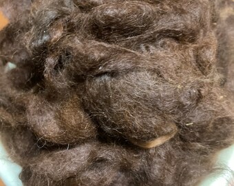 BAY BLACK Huacaya Alpaca fiber 4oz bags. Soft-Shiny Loose Clouds-Tumbled-Washed-Picked Carded Weave-Felt-Craft. Ready to Spin-Weave-Craft