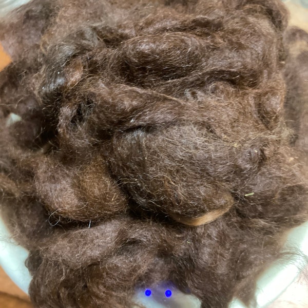 BAY BLACK Huacaya Alpaca fiber 4oz bags. Soft-Shiny Loose Clouds-Tumbled-Washed-Picked Carded Weave-Felt-Craft. Ready to Spin-Weave-Craft