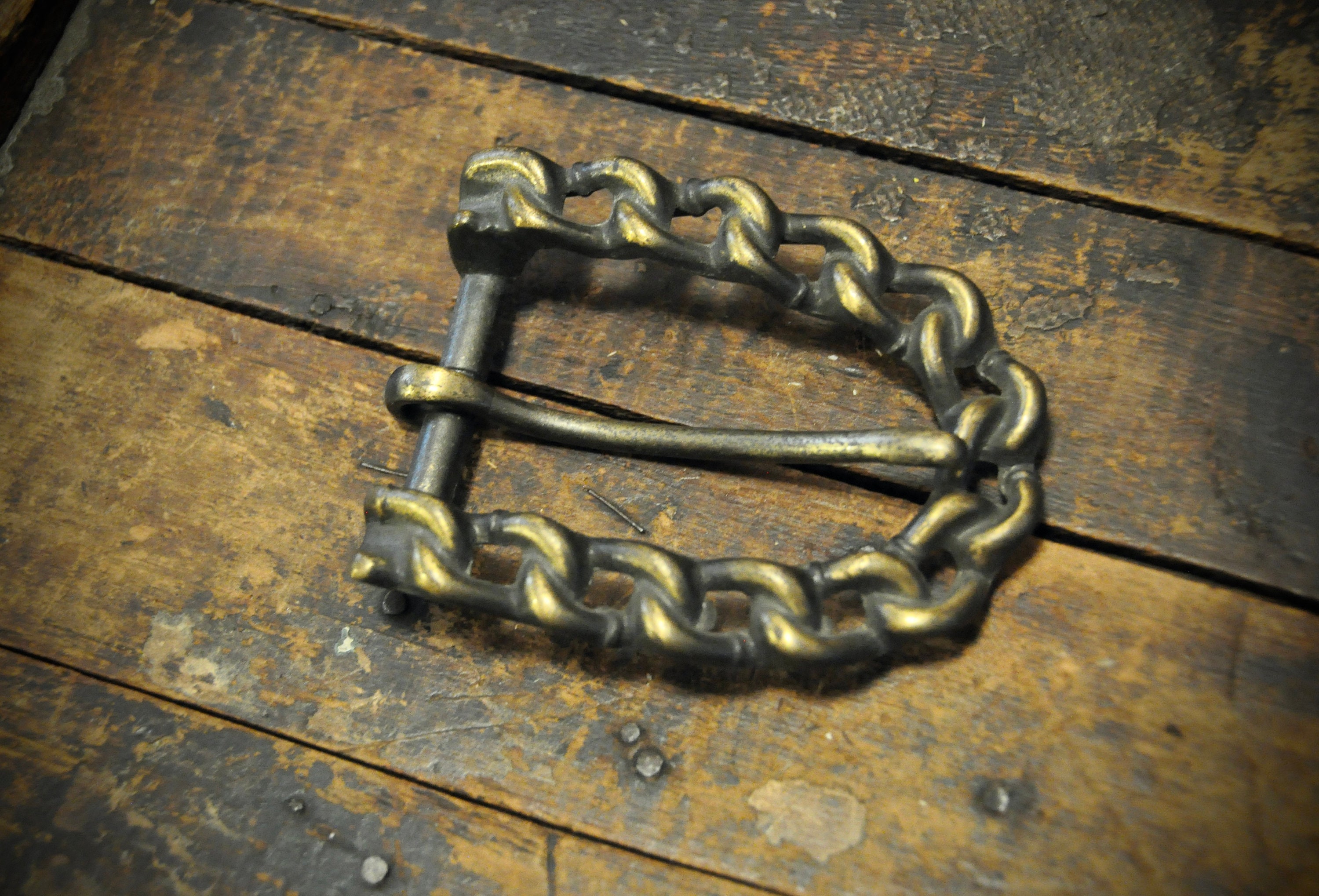 Vintage Chain Link Belt Buckle Heavy Brass Tone Etsy