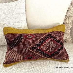 Lumbar Boho Pillow cover PeruvianTextile Frazada Pillow natural pigments Hand loomed tapestry eco friendly throw sofa pillow
