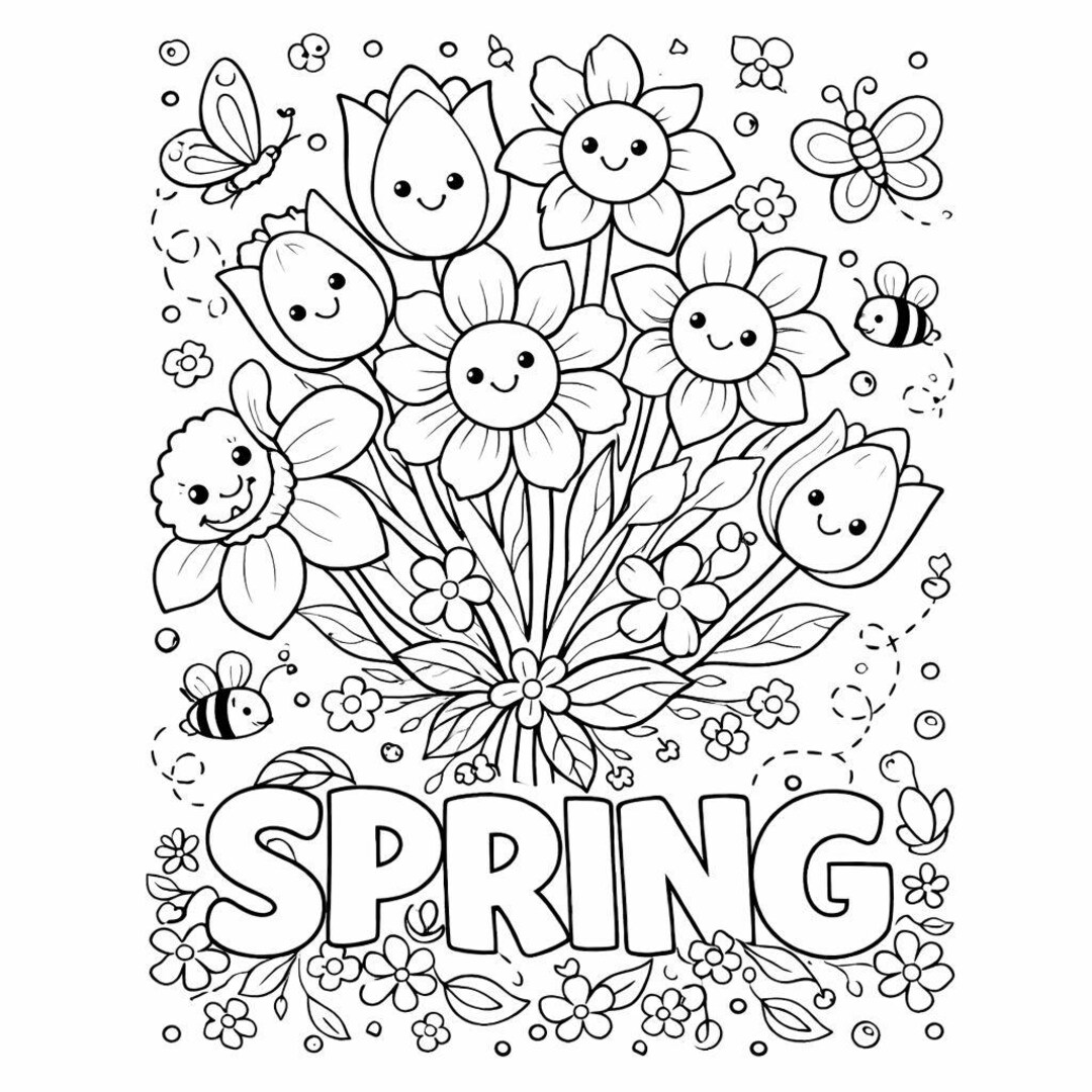 Spring Color Pring Spring Coloring Page Printable - Etsy