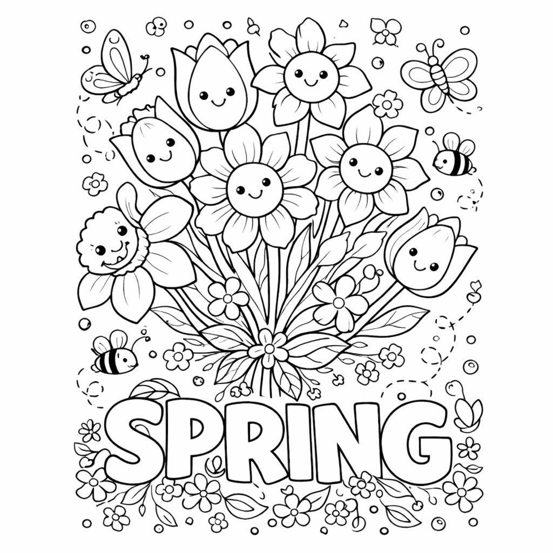 Spring Coloring Pages Printable Complex Spring Coloring Page Printable - Etsy