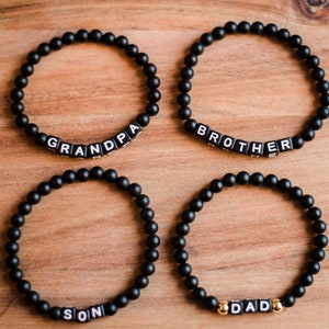 Pulseras de cuentas con letras para hombre, pulseras personalizadas