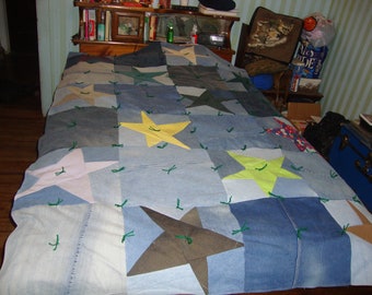 lopsided star denim comforter